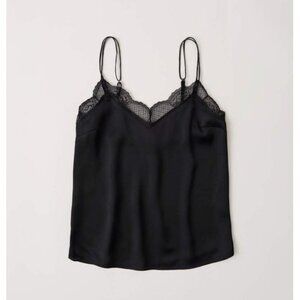 NWT A&F XS Black Lace Trim Double Strap Cami